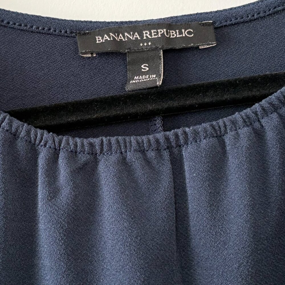 Banana Republic Navy Blue Long Sleeve Popover Blouse Size: Small - Picture 4 of 9